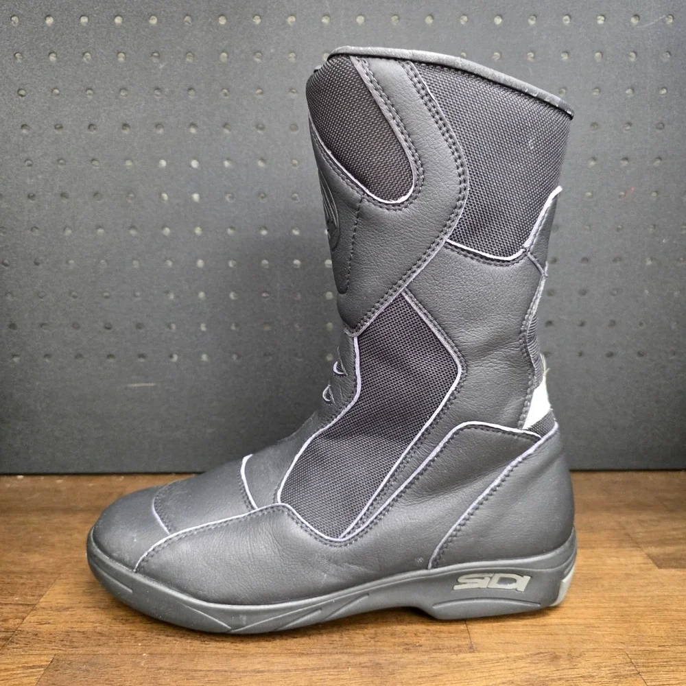 Sidi Touring Motorcycle Boots Mens 7.5 Black Leather Mesh Road